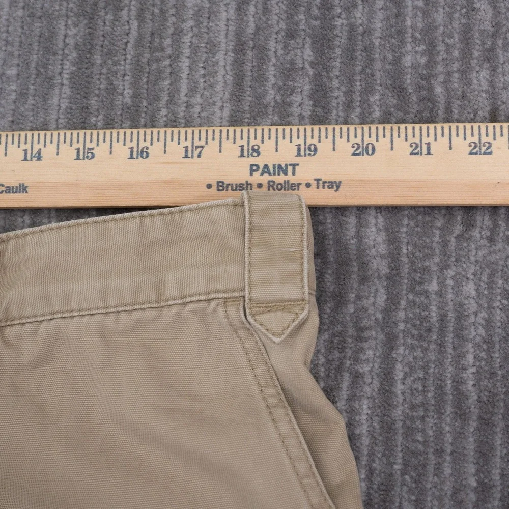 Eddie Bauer Mens Khaki Cargo Shorts Size 36 Fit 38x10 Tan Cotton Canvas Utility